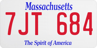 MA license plate 7JT684