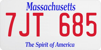 MA license plate 7JT685