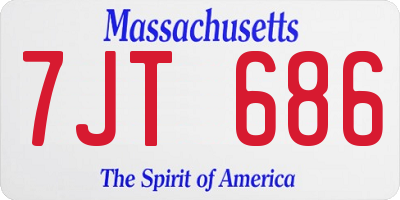 MA license plate 7JT686