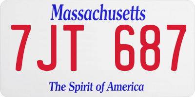 MA license plate 7JT687