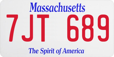 MA license plate 7JT689