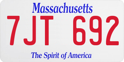 MA license plate 7JT692