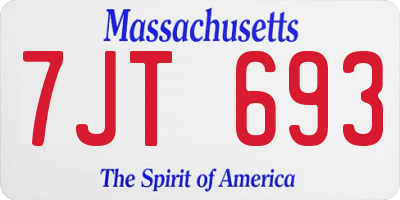 MA license plate 7JT693