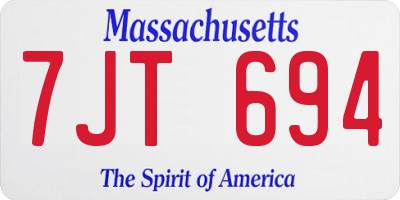 MA license plate 7JT694