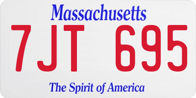 MA license plate 7JT695