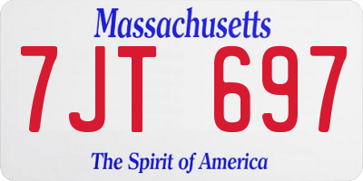 MA license plate 7JT697