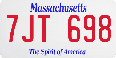 MA license plate 7JT698