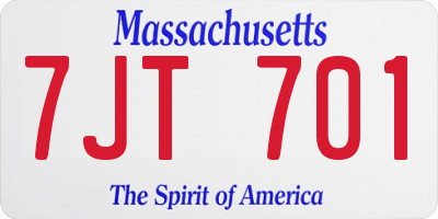 MA license plate 7JT701