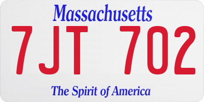 MA license plate 7JT702