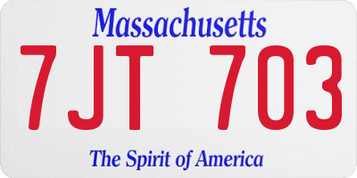 MA license plate 7JT703