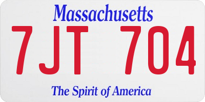 MA license plate 7JT704