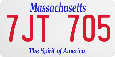 MA license plate 7JT705