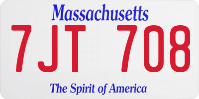 MA license plate 7JT708