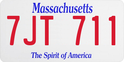 MA license plate 7JT711