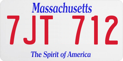 MA license plate 7JT712