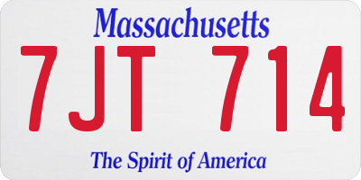 MA license plate 7JT714