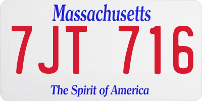 MA license plate 7JT716
