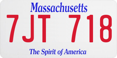 MA license plate 7JT718