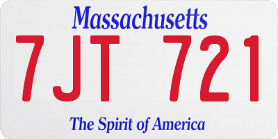 MA license plate 7JT721