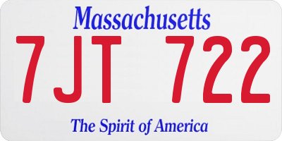 MA license plate 7JT722