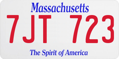 MA license plate 7JT723