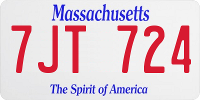MA license plate 7JT724