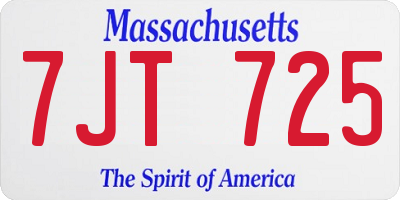 MA license plate 7JT725