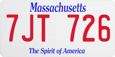 MA license plate 7JT726