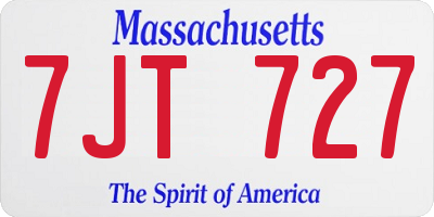 MA license plate 7JT727