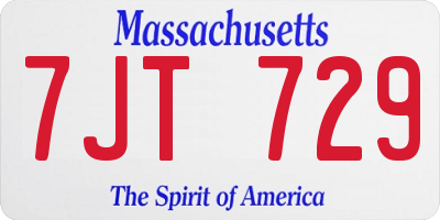 MA license plate 7JT729