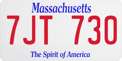 MA license plate 7JT730