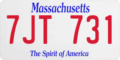 MA license plate 7JT731
