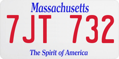 MA license plate 7JT732