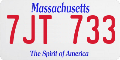 MA license plate 7JT733