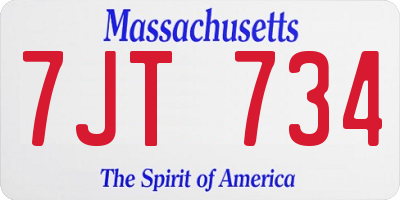 MA license plate 7JT734