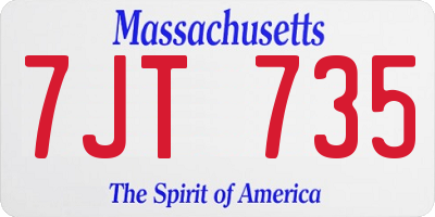 MA license plate 7JT735