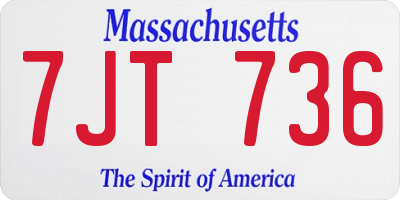 MA license plate 7JT736