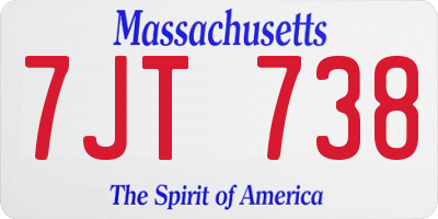MA license plate 7JT738