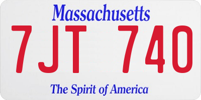 MA license plate 7JT740