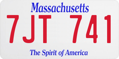 MA license plate 7JT741
