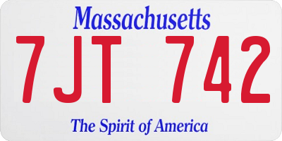 MA license plate 7JT742
