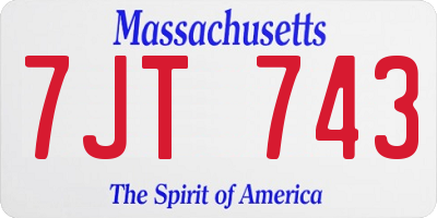 MA license plate 7JT743