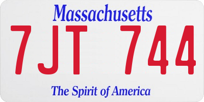 MA license plate 7JT744