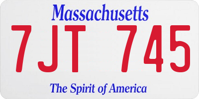 MA license plate 7JT745