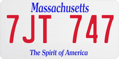MA license plate 7JT747