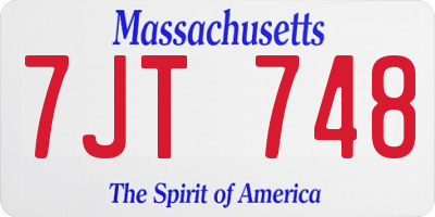 MA license plate 7JT748