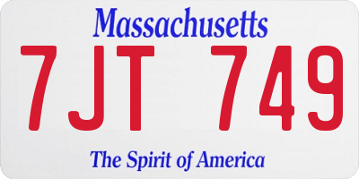 MA license plate 7JT749