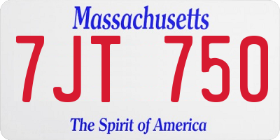 MA license plate 7JT750