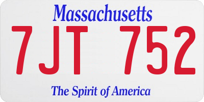 MA license plate 7JT752