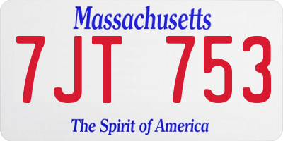 MA license plate 7JT753